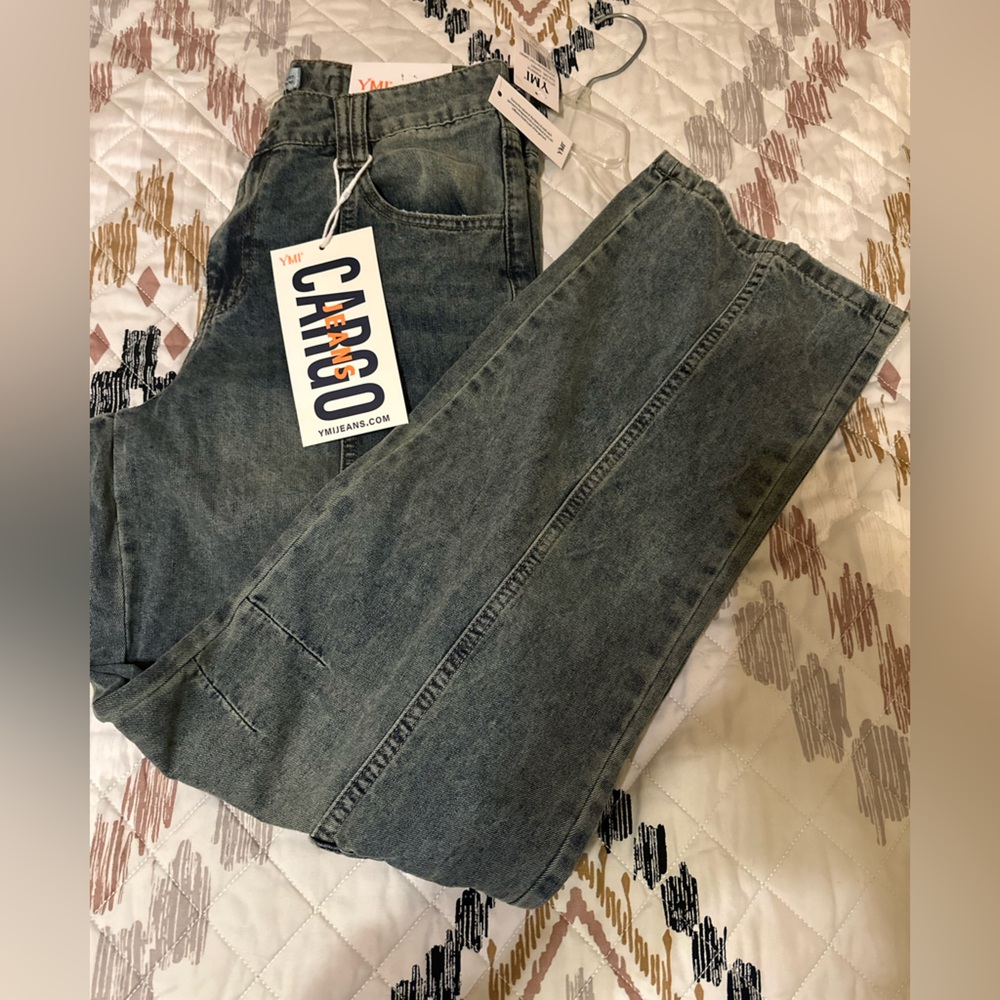 Cargo Jeans Womens Large NWT Pockets Front Bottom & Sides Baggy. Size 7/28. NWT - Picture 12 of 12